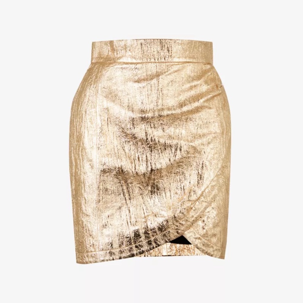 ZADIG & VOLTAIRE JULIPE SKIRT Gold Leather-Size 36